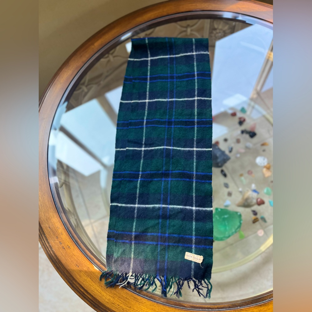 🧣GREEN DOUGLAS🧣- Vintage Cashmere/Wool Plaid Scarf